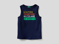 Benetton,  Ärmelloses T-shirt Mit Aufgedrucktem Logo,  taglia S,  Dunkelblau,  Kinder