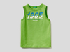 Benetton,  Ärmelloses T-shirt Mit Aufgedrucktem Logo,  taglia XL,  Hellgrün,  Kinder