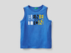 Benetton,  Ärmelloses T-shirt Mit Aufgedrucktem Logo,  taglia XS,  Hellblau,  Kinder