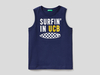 Benetton,  Ärmelloses T-shirt Mit Print,  taglia XS,  Dunkelblau,  Kinder