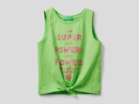 Benetton,  Ärmelloses Top Mit Masche,  taglia XS,  Hellgrün,  Kinder