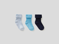 Benetton,  Set Aus Socken Mit Saumaufschlag,  taglia 50,  Blassblau,  Kinder