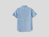 Benetton,  Sportliches Hemd In Einer Mischung Aus Baumwolle Und Leinen,  taglia XS,  Blassblau,  Kinder
