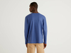 Benetton,  T-shirt Aus 100% Baumwolle Mit Langen Ärmeln,  taglia EL,  Taubenblau,  Herren