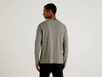 Benetton,  T-shirt Aus 100% Baumwolle Mit Langen Ärmeln,  taglia KL,  Dunkelgrau,  Herren