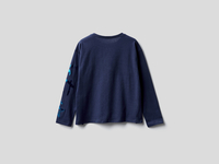 Benetton,  T-shirt Aus 100% Baumwolle Mit Langen Ärmeln,  taglia L,  Dunkelblau,  Kinder