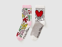 Benetton,  2er-pack Socken "keith Haring",  taglia 1,  Bunt,  Kinder