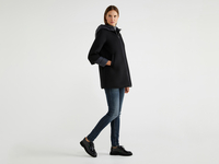 Benetton,  Anorak Mit Kapuze,  taglia 40,  Schwarz,  Damen