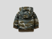 Benetton,  Anorak Mit Muster Und Kapuze,  taglia 90,  Militärgrün,  Kinder