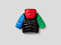 Benetton,  Anorak Mit Wattierung Aus Recycelter Watte,  taglia 98,  Schwarz,  Kinder