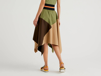 Benetton,  Asymmetrischer Rock Mit Farbblöcken,  taglia L,  Bunt,  Damen