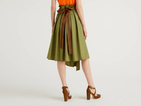 Benetton,  Asymmetrischer Rock Mit Masche,  taglia 40,  Militärgrün,  Damen