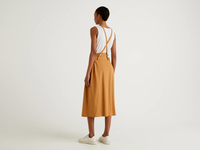 Benetton,  Ausgestellter Latzrock,  taglia L,  Braun,  Damen