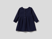Benetton,  Ausgestelltes Kleid Aus Kreppstoff,  taglia XX,  Dunkelblau,  Kinder
