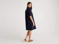 Benetton,  Ausgestelltes Kleid Aus Stretchiger Baumwolle,  taglia S,  Dunkelblau,  Damen