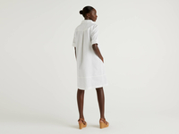 Benetton,  Ausgestelltes Kleid Aus Stretchiger Baumwolle,  taglia S,  Weiss,  Damen