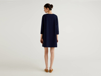 Benetton,  Ausgestelltes Kleid Mit Maxi-tasche,  taglia L,  Dunkelblau,  Damen