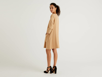 Benetton,  Ausgestelltes Kleid Mit Maxi-tasche,  taglia XL,  Camel,  Damen