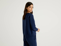 Benetton,  Ausgestelltes Sweatshirt In Stretchiger Baumwolle,  taglia XS,  Dunkelblau,  Damen