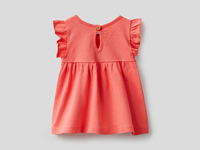 Benetton,  Ausgestelltes T-shirt Mit Stickerei,  taglia 50,  Erdbeerrot,  Kinder