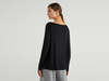 Benetton,  Ausgestelltes T-shirt,  taglia M,  Schwarz,  Damen