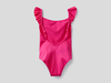 Benetton,  Badeanzug Aus Econyl® Mit Rüschen,  taglia M,  Fuchsia,  Kinder