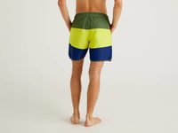 Benetton,  Badeshorts Mit Farbblöcken,  taglia L,  Militärgrün,  Herren