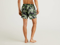 Benetton,  Badeshorts Mit Musterprint,  taglia S,  Militärgrün,  Herren