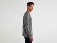 Benetton,  Basic-t-shirt Mit Langen Ärmeln,  taglia L,  Dunkelgrau,  Herren