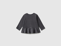Benetton,  Baumwollpullover Mit Grafischen Muster,  taglia XL,  Schwarz,  Kinder