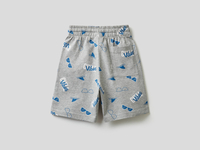 Benetton,  Bedruckte Bermuda Aus 100% Baumwolle,  taglia EL,  Hellgrau,  Kinder