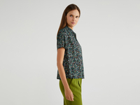 Benetton,  Bedruckte Bluse Mit V-ausschnitt,  taglia S,  Bunt,  Damen