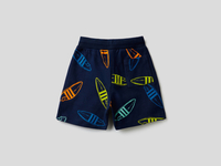 Benetton,  Bedruckte Shorts Aus 100% Baumwolle,  taglia 74,  Dunkelblau,  Kinder