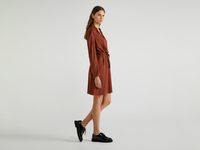 Benetton,  Bedrucktes Kleid Mit Gürtel,  taglia XS,  Braun,  Damen