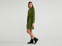 Benetton,  Bedrucktes Kleid Mit Gürtel,  taglia XS,  Grün,  Damen