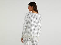 Benetton,  Bedrucktes T-shirt Mit Spitze,  taglia S,  Cremeweiss,  Damen