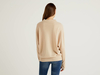 Benetton,  Beiger Stehkragenpullover Mit Ärmeln Im Rippenmuster,  taglia XS,  Beige,  Damen
