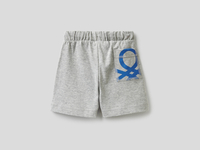 Benetton,  Bermuda Aus 100% Baumwolle Mit Großer Tasche Mit Logo,  taglia 62,  Grau,  Kinder