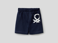 Benetton,  Bermuda Aus 100% Baumwolle Mit Großer Tasche Mit Logo,  taglia 74,  Dunkelblau,  Kinder