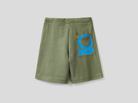 Benetton,  Bermuda Aus 100% Baumwolle,  taglia XS,  Militärgrün,  Kinder