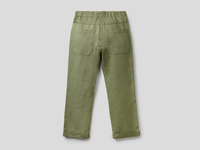 Benetton,  Bermuda Aus 100% Leinen Mit Tunnelzug,  taglia 2Y,  Militärgrün,  Kinder