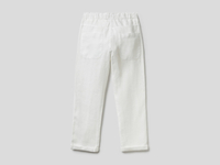 Benetton,  Bermuda Aus 100% Leinen Mit Tunnelzug,  taglia 2Y,  Weiss,  Kinder