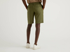 Benetton,  Bermuda Aus 100% Leinen,  taglia 42,  Militärgrün,  Herren