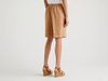 Benetton,  Bermuda Aus 100% Leinen,  taglia L,  Camel,  Damen