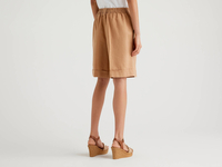 Benetton,  Bermuda Aus 100% Leinen,  taglia XS,  Camel,  Damen