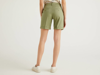 Benetton,  Bermuda Aus Elastischer Baumwolle,  taglia 44,  Militärgrün,  Damen