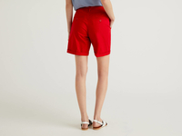 Benetton,  Bermuda Aus Elastischer Baumwolle,  taglia 48,  Rot,  Damen