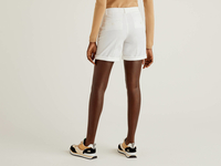 Benetton,  Bermuda Aus Elastischer Baumwolle,  taglia 50,  Weiss,  Damen