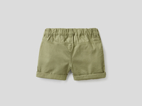 Benetton,  Bermuda Aus Leinen In Reiner Baumwolle,  taglia 68,  Militärgrün,  Kinder
