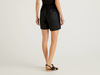 Benetton,  Bermuda Aus Reinem Leinen Mit Gerafftem Bund,  taglia 46,  Schwarz,  Damen